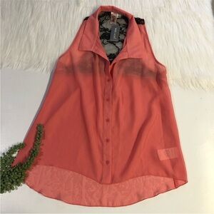 Wet Seal Sheer Button Up Top | Size Small
